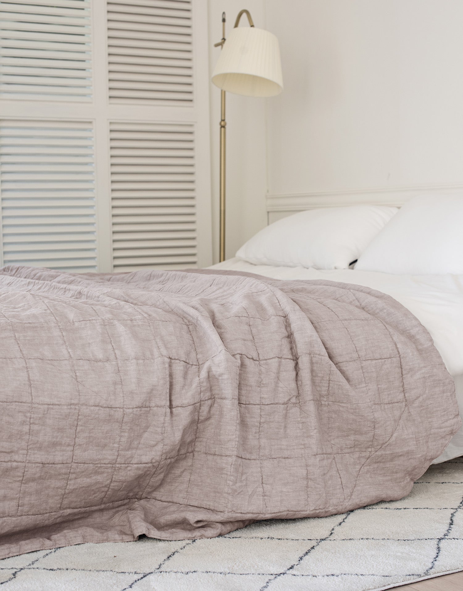 [Upper Class] 프렌치 스타일  리넨/면 리버서블 퀼트 스로우 라폴라   와일드 로즈