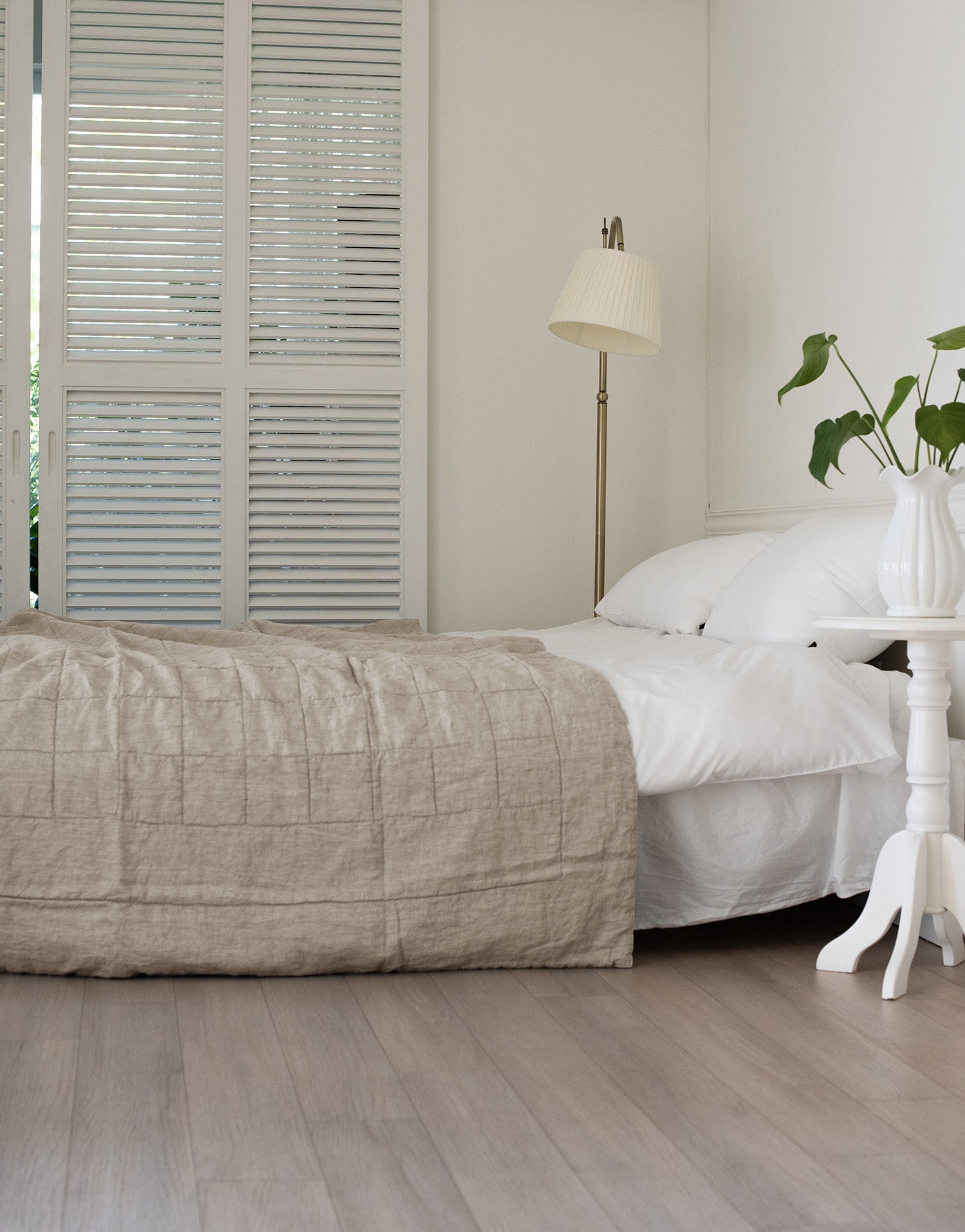 [Upper Class] 프렌치 스타일  리넨/면 리버서블 퀼트 스로우 라폴라   헤이즐넛