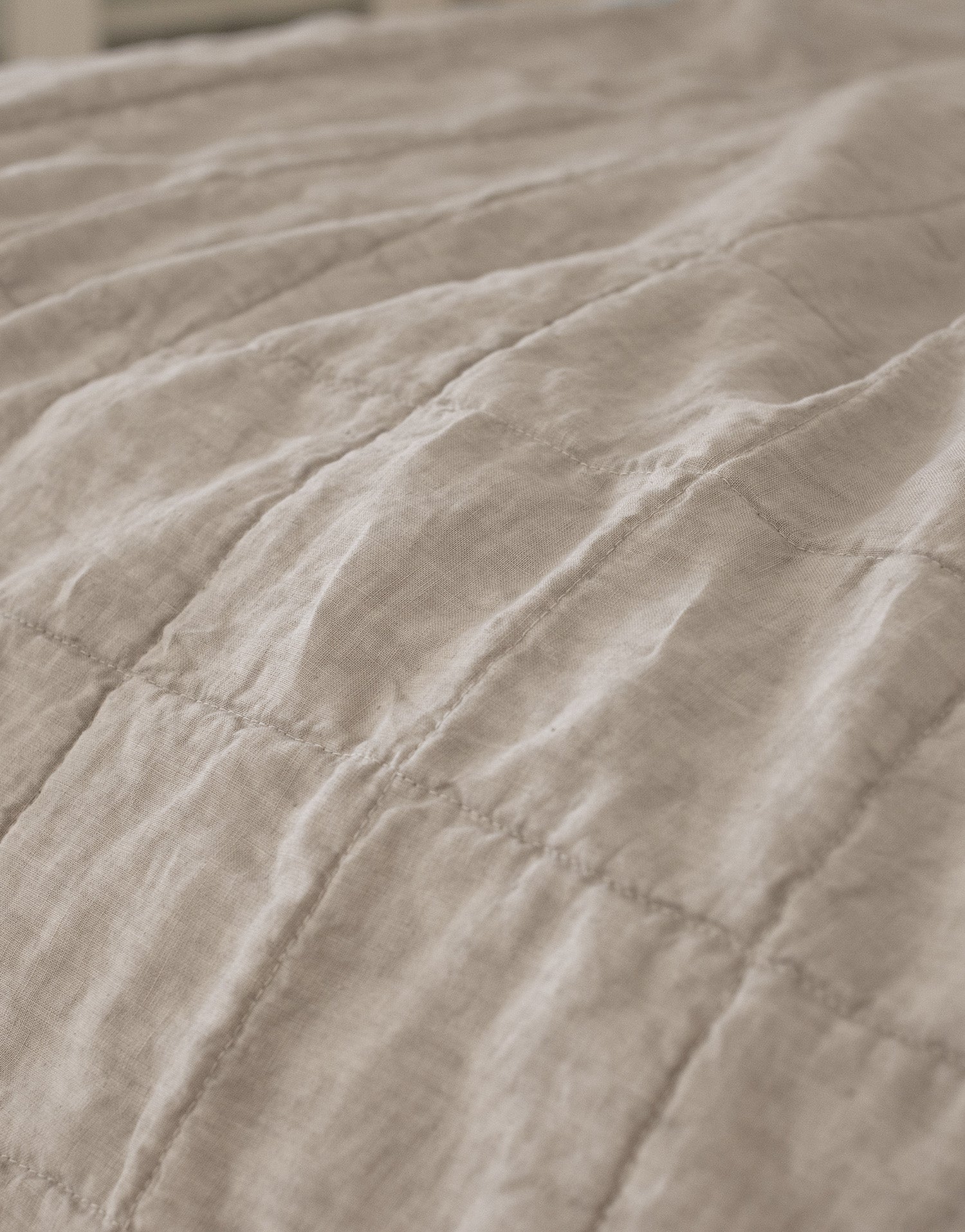 [Upper Class] 프렌치 스타일  리넨/면 리버서블 퀼트 스로우 라폴라   헤이즐넛