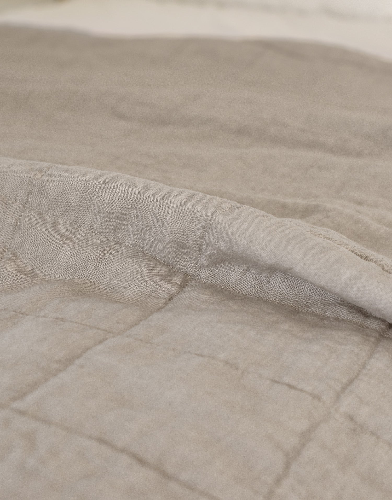 [Upper Class] 프렌치 스타일  리넨/면 리버서블 퀼트 스로우 라폴라   헤이즐넛