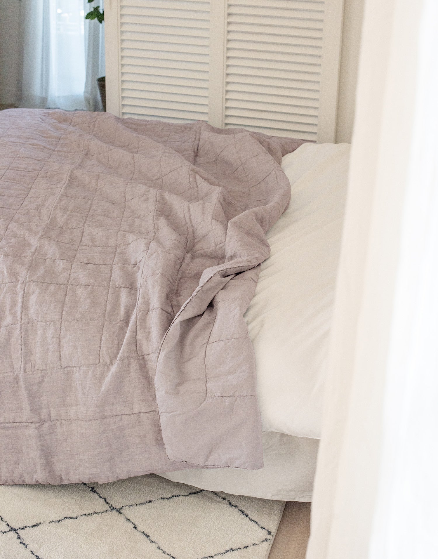 [Upper Class] 프렌치 스타일  리넨/면 리버서블 퀼트 스로우 라폴라   와일드 로즈