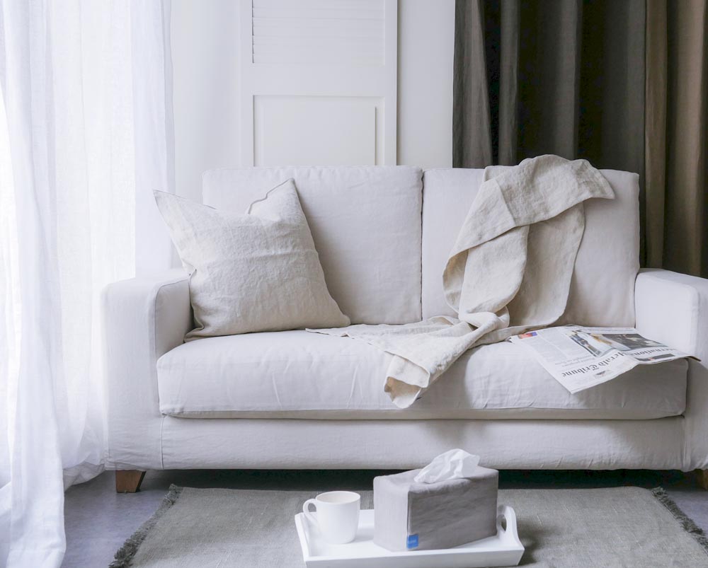 Nora Linen Sofa with Velcro