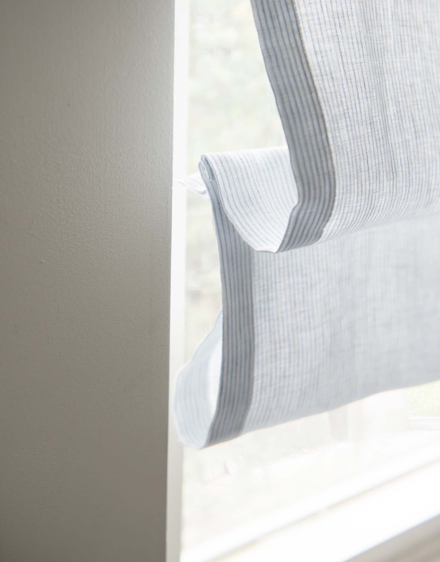 유럽 이탈리아 프리미엄 리넨 하우스 구다모, 퀸트에센셜 린넨 로만쉐이드 라운드 디자인, 마리오네 블루, 맞춤제작 | GUDAMO Italian Linen Roman Shade Round Design Marione Blue Custom