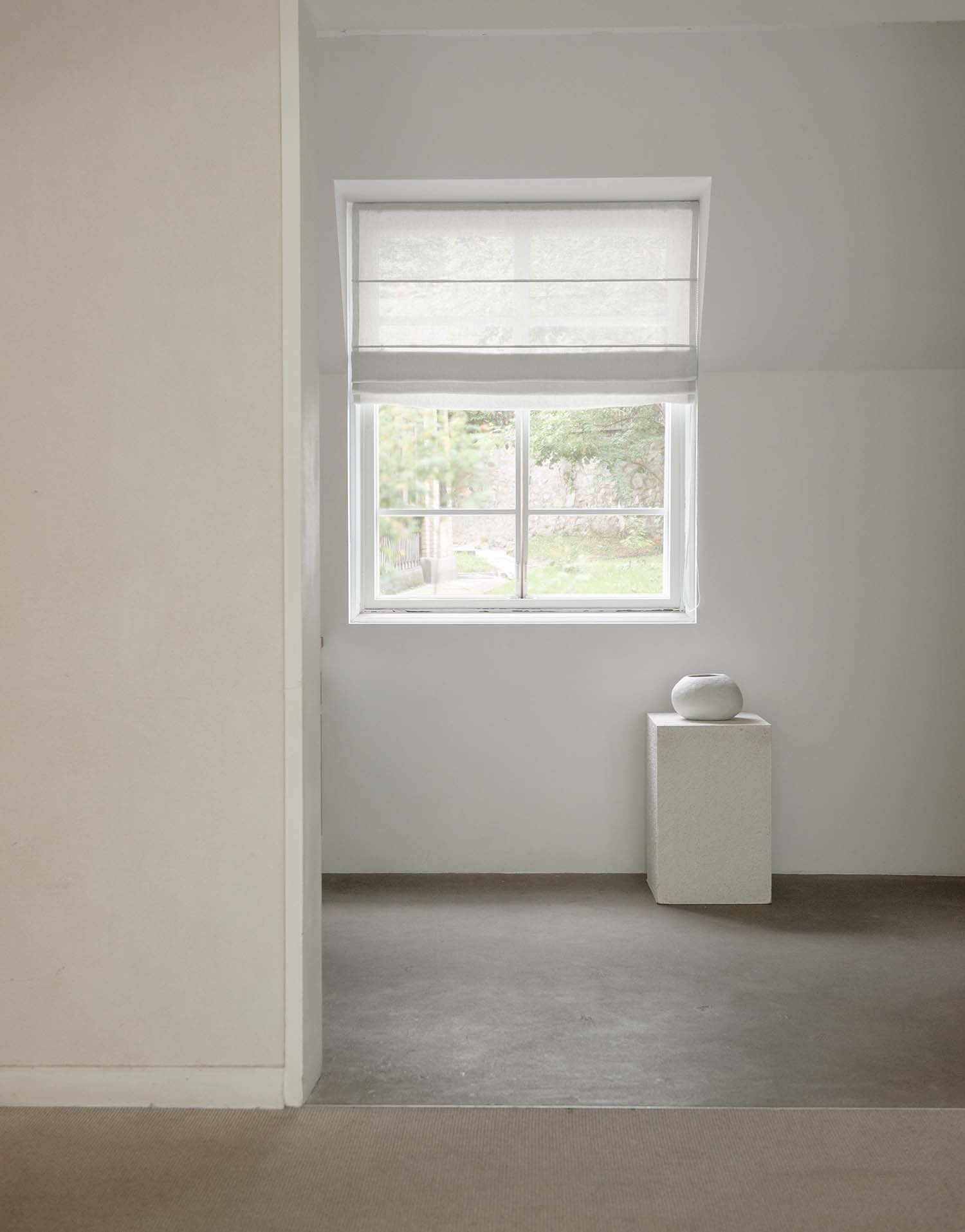 유럽 이탈리아 프리미엄 리넨 하우스 구다모, 퀸트에센셜 린넨 로만쉐이드 라운드 디자인, 마리오네 내추럴, 맞춤제작 | GUDAMO Italian Linen Roman Shade Round Design Marione Natural Custom