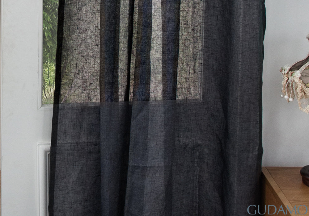 벨기에 수입 리넨 시어 커튼 사르디니아 블랙베리 내추럴 텍스처의 린넨 커튼
