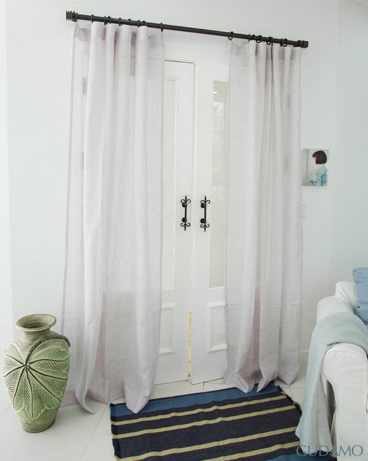 유럽 수입 리넨 시어 커튼 사르디니아 화이트 로즈 맞춤 제작 린넨 커튼
