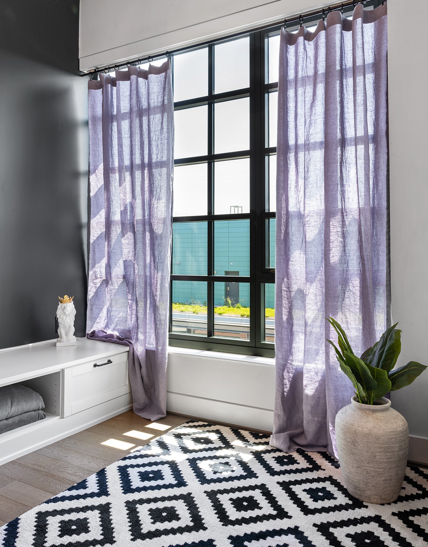 프랑스 수입 리넨 세미 오패크 커튼 코르시카 라벤더 침실 거실 분위기를 살리는 린넨 커튼
