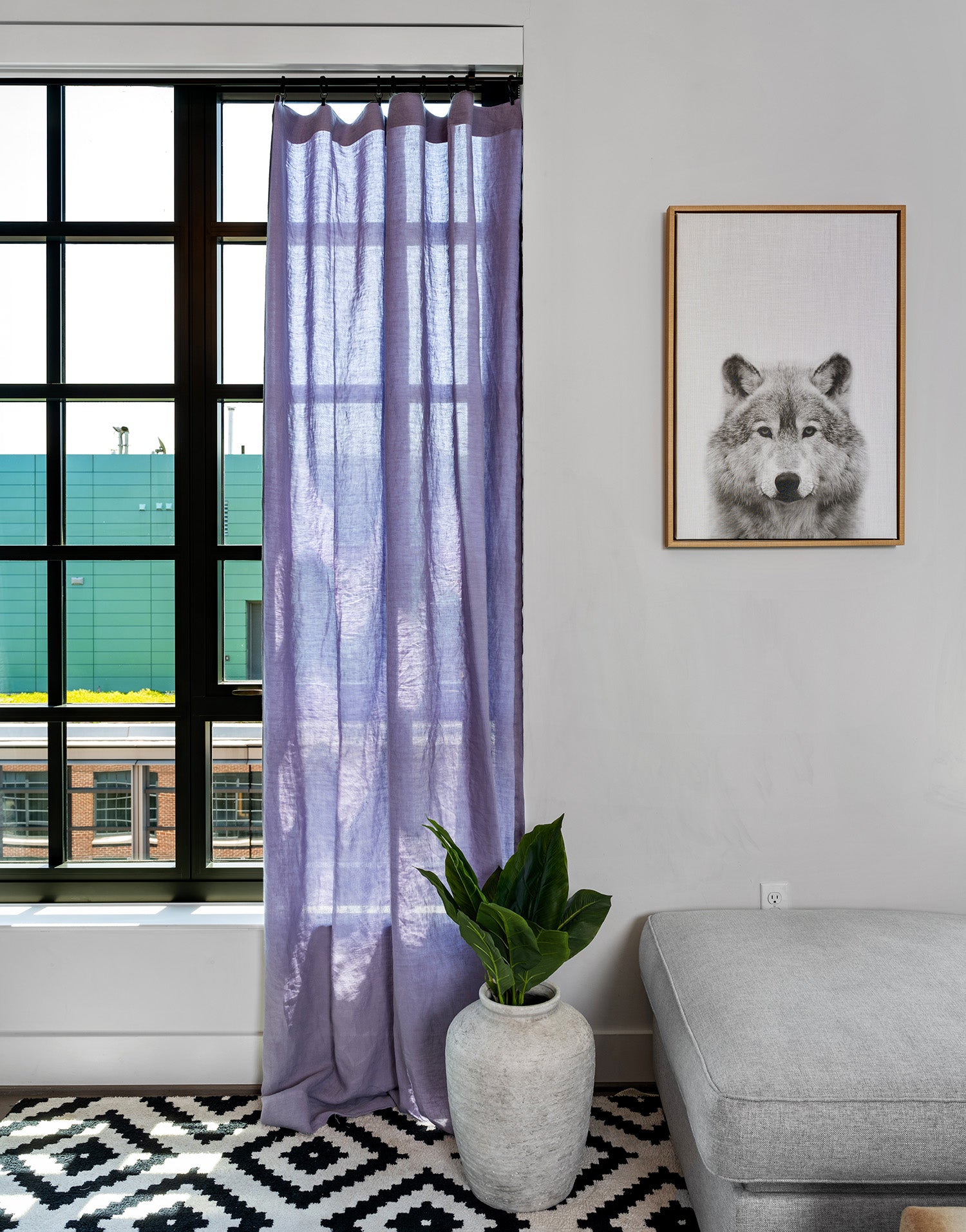 프랑스 수입 리넨 세미 오패크 커튼 코르시카 라벤더 침실 거실 분위기를 살리는 린넨 커튼