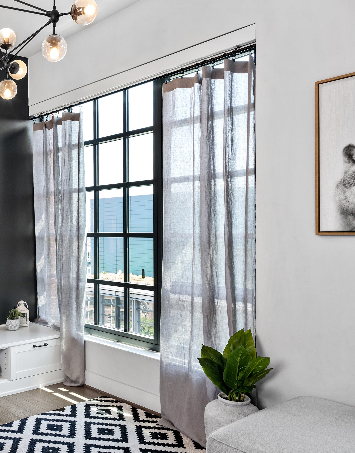 프랑스 수입 리넨 세미 오패크 커튼 코르시카 라인스톤 자연스러운 색감의 내추럴 린넨 커튼