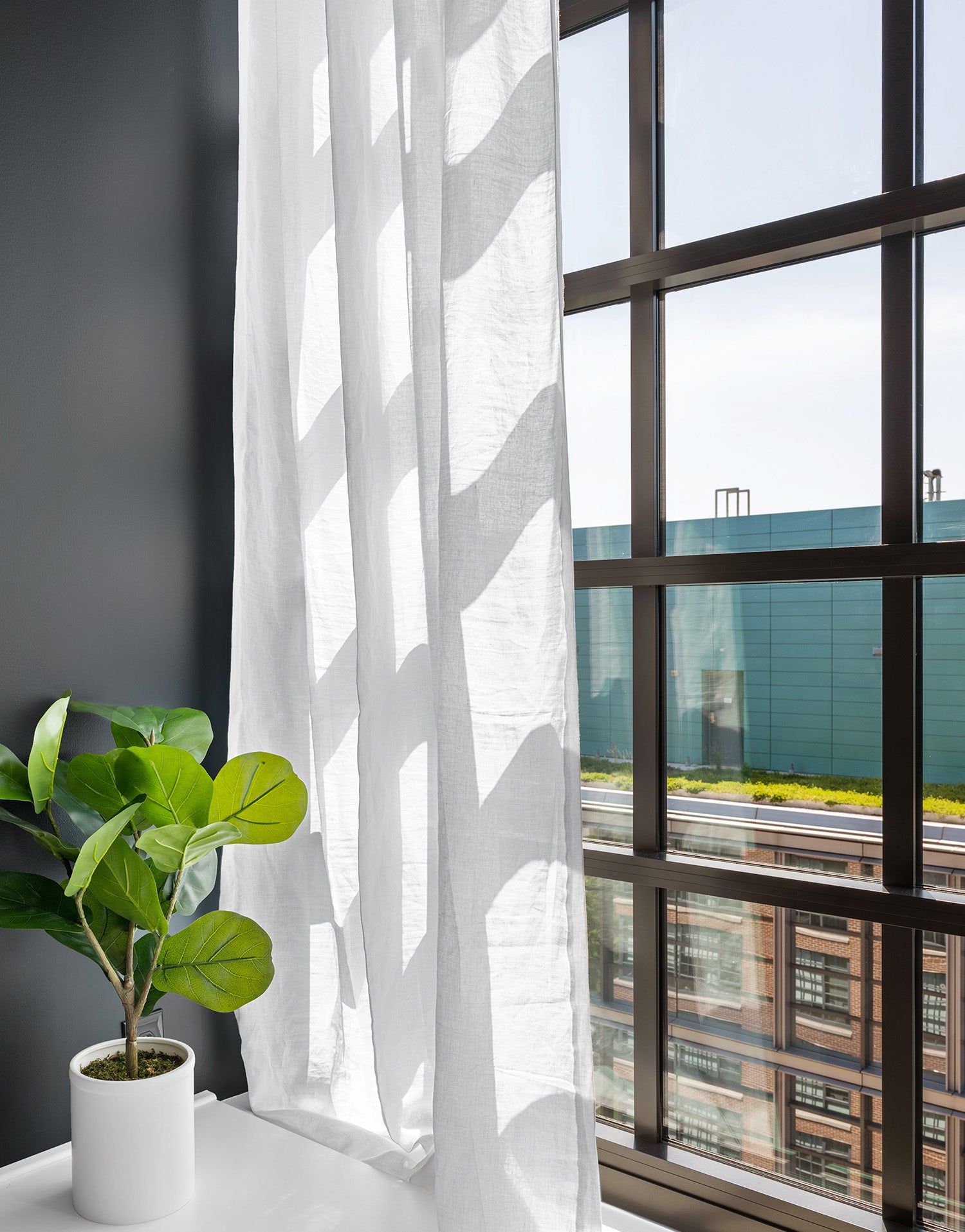 프랑스 리넨 세미 오패크 커튼 코르시카 화이트 부드러운  거실 침구 안방 린넨 커튼 맞춤 제작