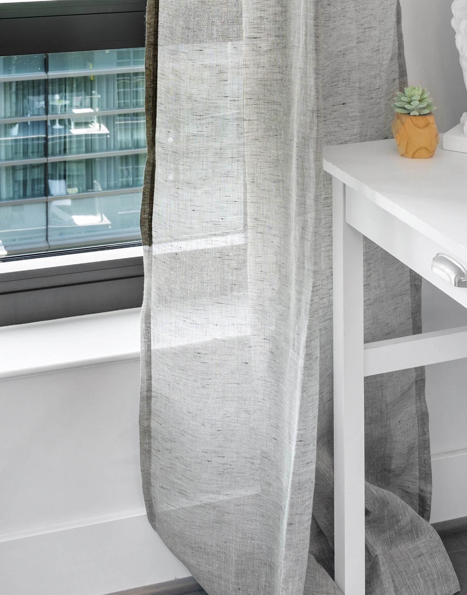 유럽 수입 리넨 시어 커튼 칼비 모카 차분한 톤의 내추럴 린넨 맞춤제작 커튼