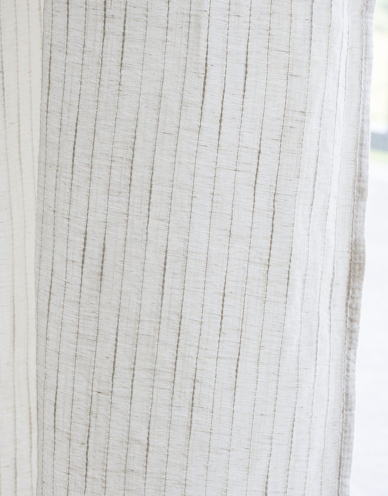 이태리 수입 프리미어 린넨 커튼 세미 오패크 맞춤제작 | 보사 스트라이프 오프 화이트