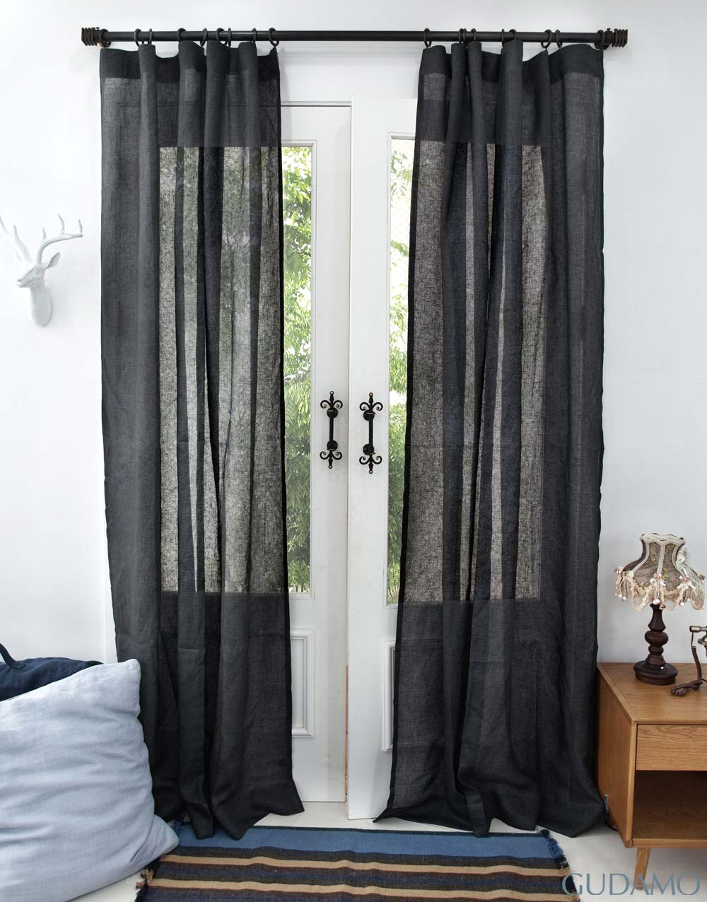 벨기에 수입 리넨 시어 커튼 사르디니아 블랙베리 내추럴 텍스처의 린넨 커튼
