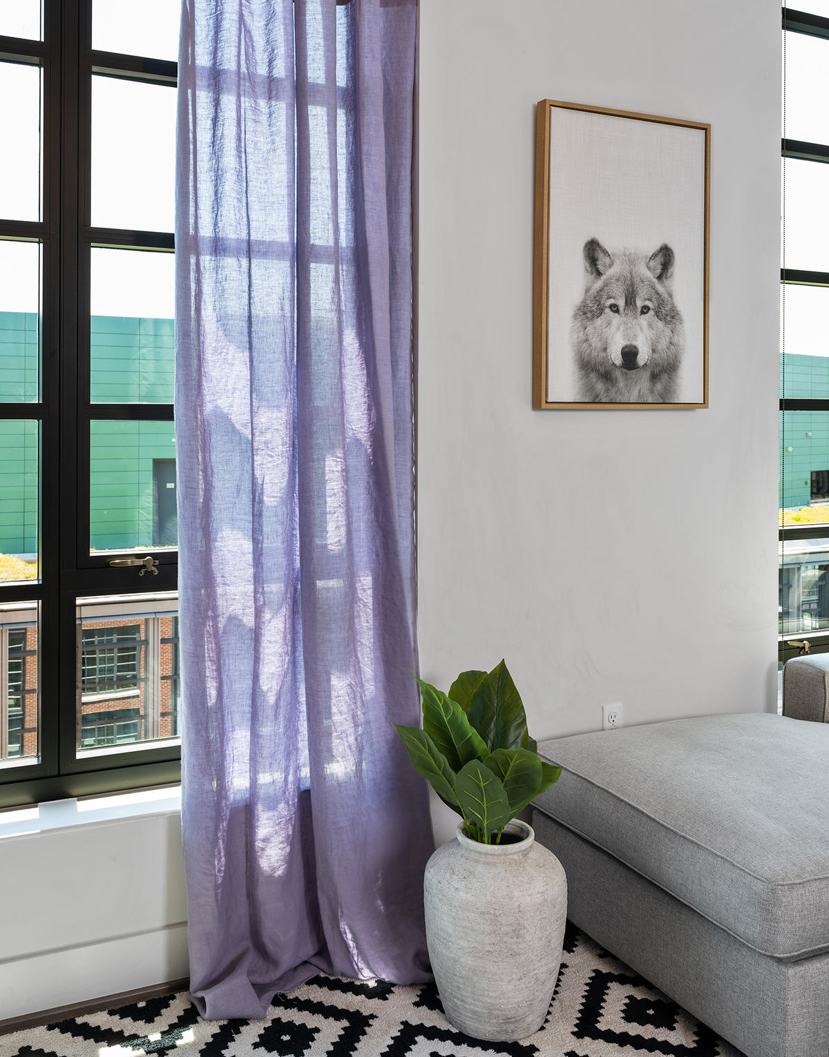 프랑스 수입 리넨 세미 오패크 커튼 코르시카 라벤더 침실 거실 분위기를 살리는 린넨 커튼
