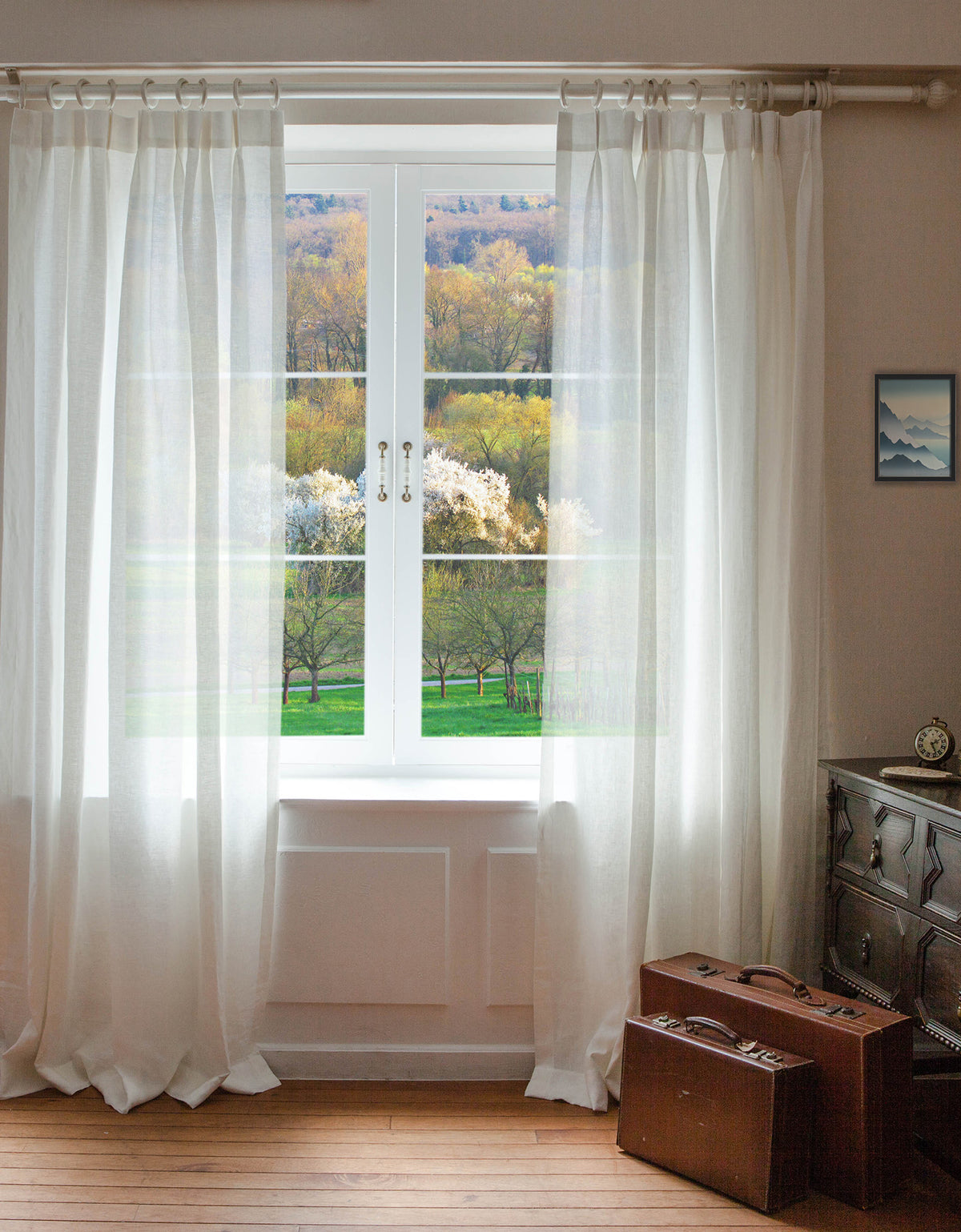 이태리 리넨 세미 오패크 커튼 에밀리아 오이스터 따뜻한 톤의 내추럴 린넨 커튼
