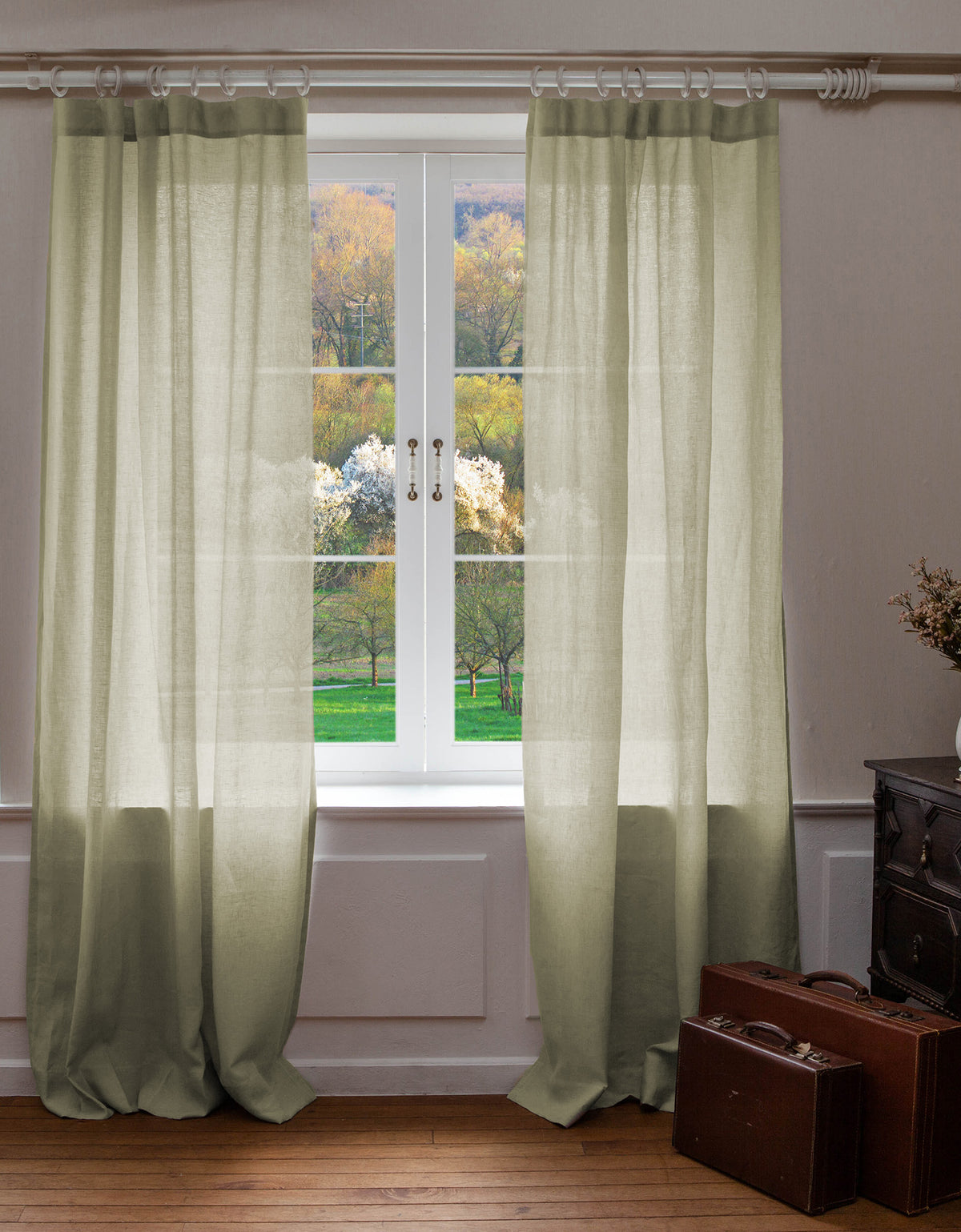 이태리 수입 리넨 세미 오패크 커튼 에밀리아 토우프 거실 인테리어용 린넨 커튼
