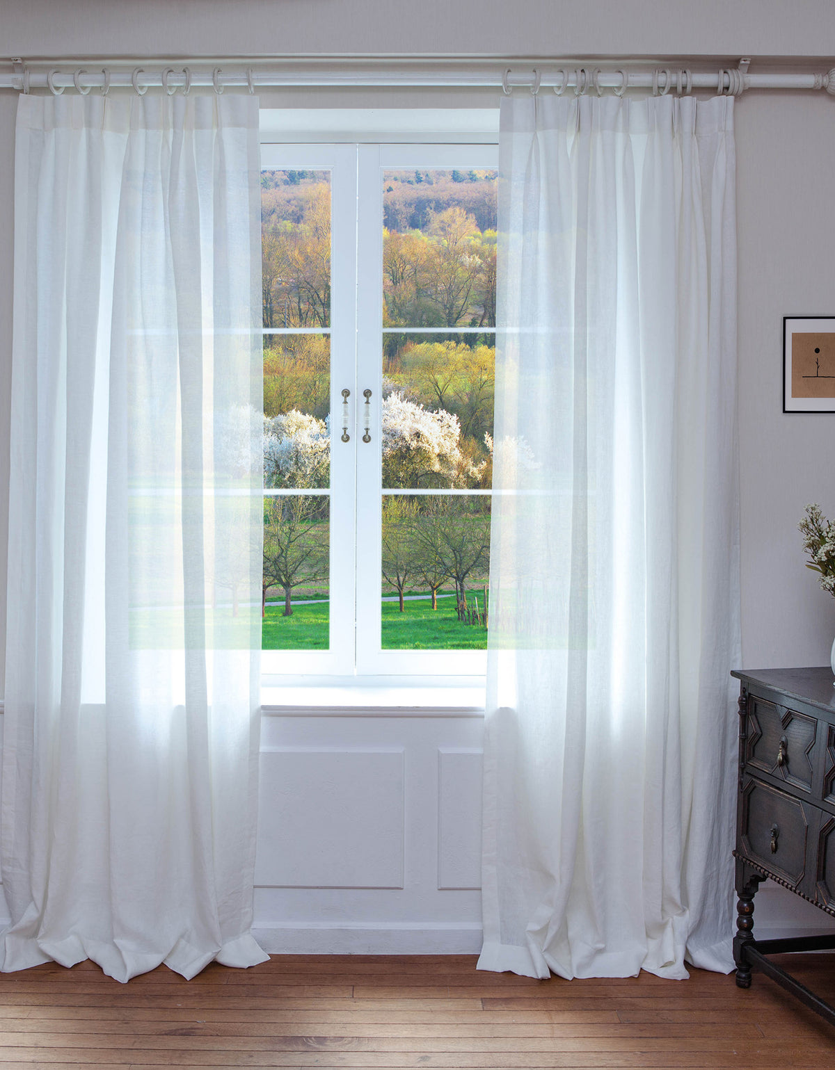 이태리 스톤 워싱 리넨 세미 오패크 커튼 에밀리아 화이트 거실 침실 주방에 어울리는 린넨 커튼
