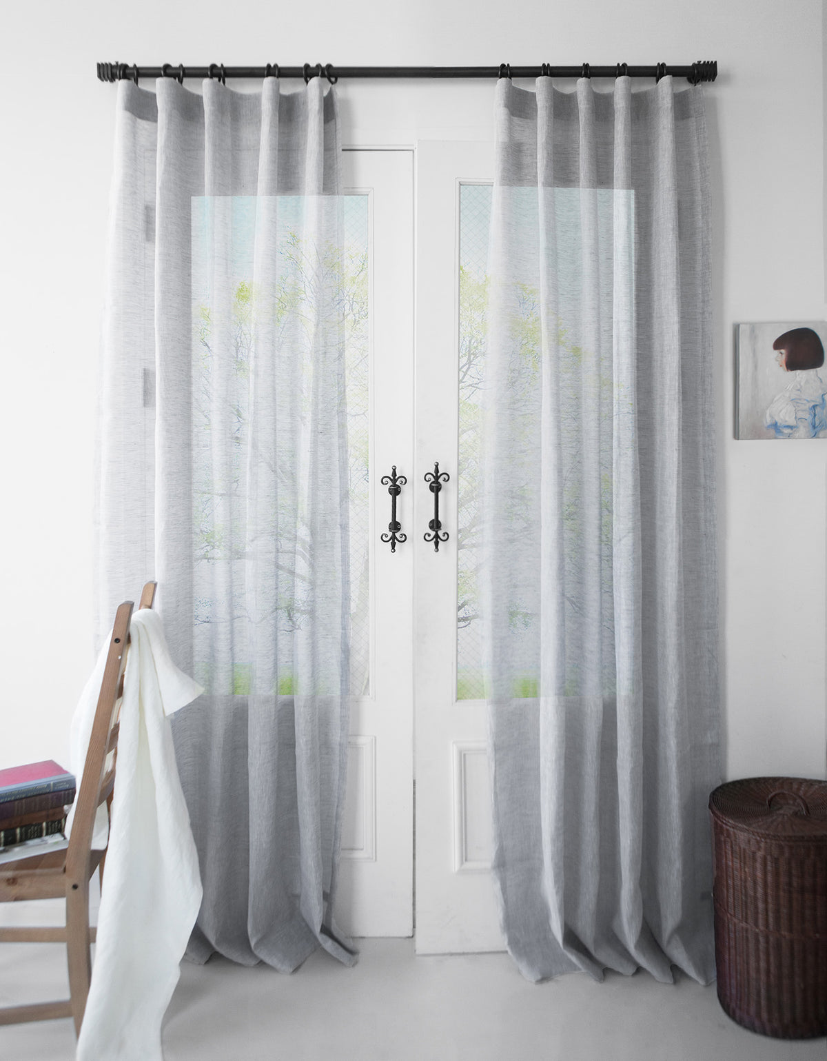 이탈리아 수입 프리미어 리넨 시어 얇은 커튼 맞춤제작 차분한 인테리어 사생활 보호 밝은 회색 그레이 톤 린넨 커텐