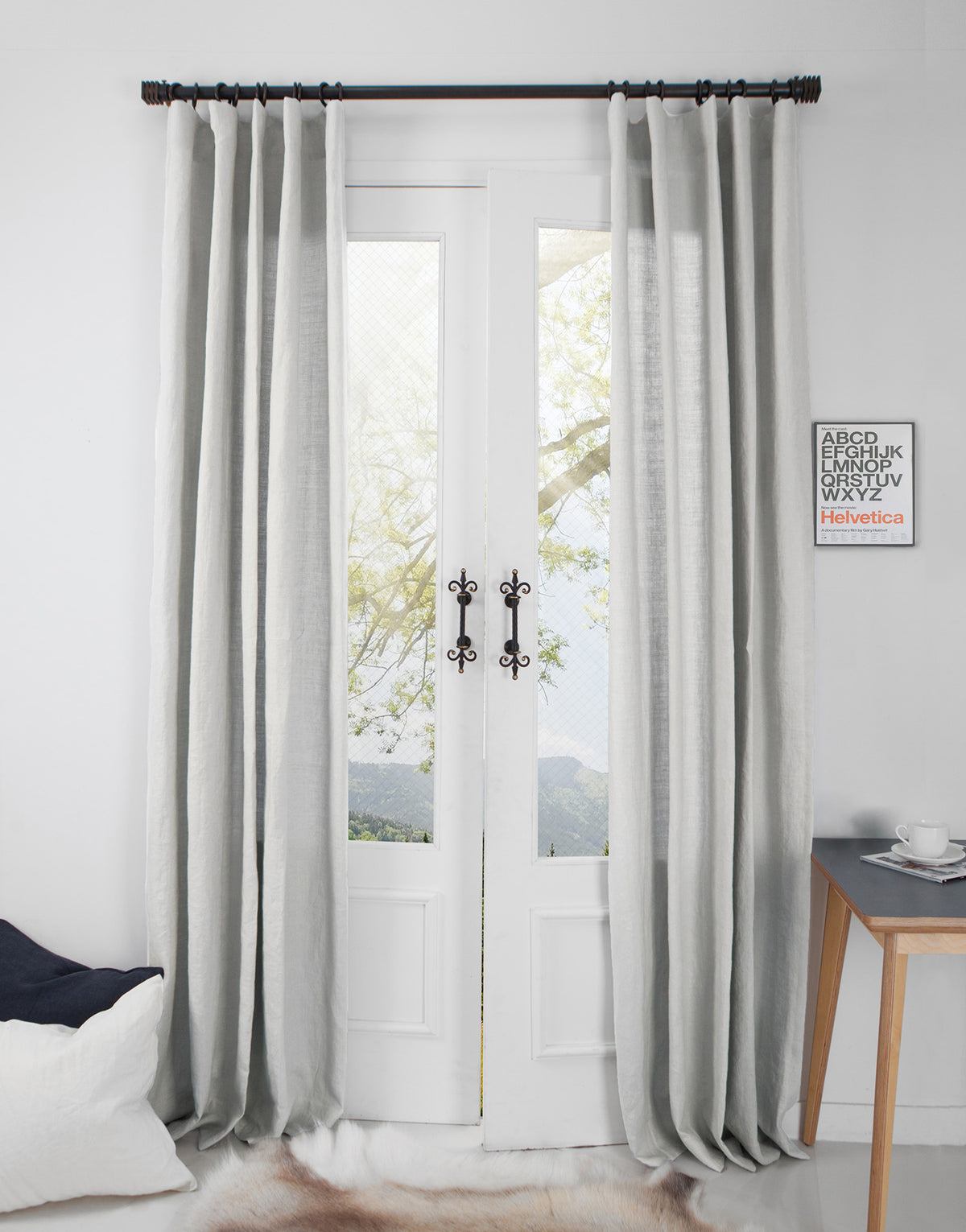 유럽 이태리 수입 린넨 커튼 오패크 맞춤제작 내추럴 그레이 톤 작은방 커텐